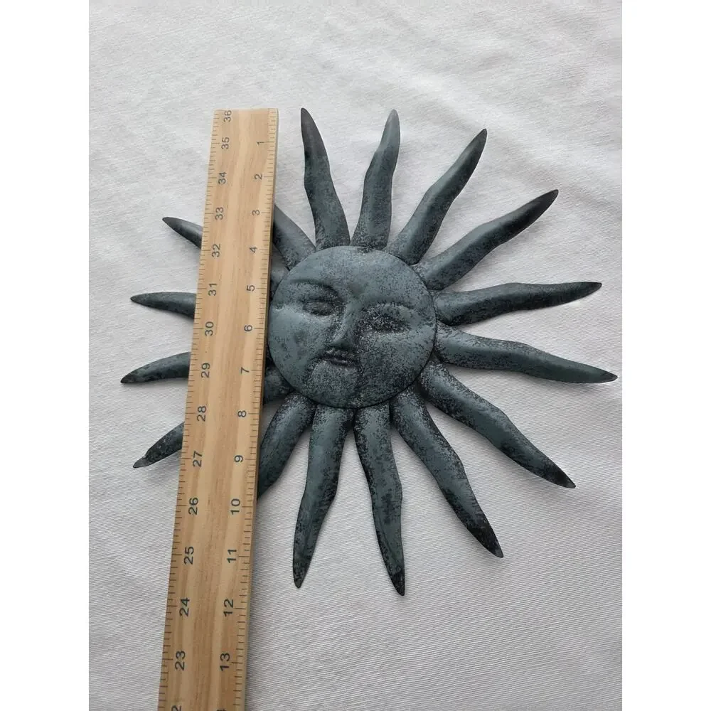 Rustic Metal Sun Wall Art Patina Celestial 90s Vintage - Picture 7 of 7